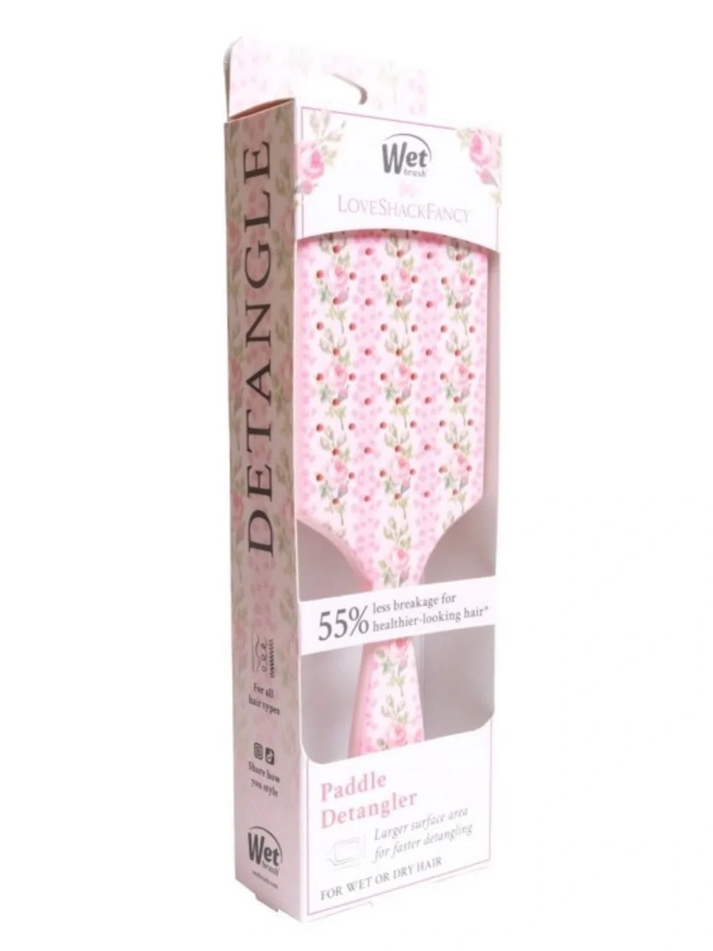 LoveShackFancy Pink Floral Paddle Hair Brush